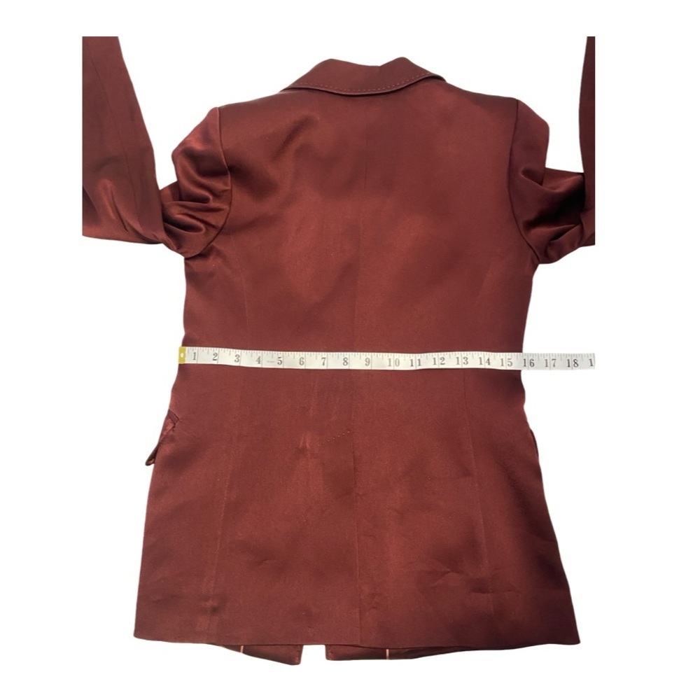 Marella By Max Mara Cognac Satin Jacket Size Small Pit 17 - Picture 13 of 17
